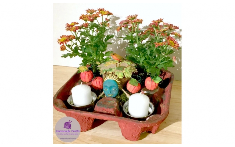 Upcycled Drinks Tray Fall Centerpiece